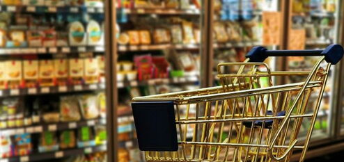Shopping cart in the shop