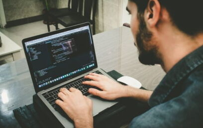 Person working with a laptop
