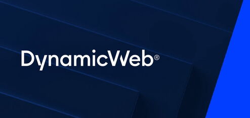 DynamicWeb Logo auf dunkelblauem Hintergrund