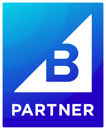 BigCommerce Partner logo in blue and white