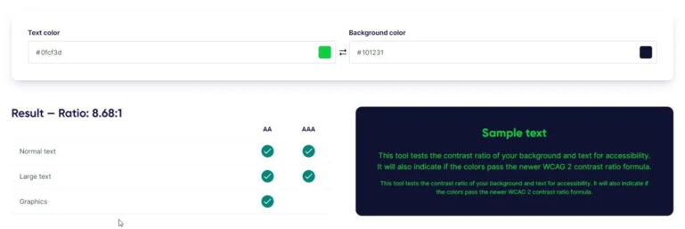 Contrast checker for accessibility