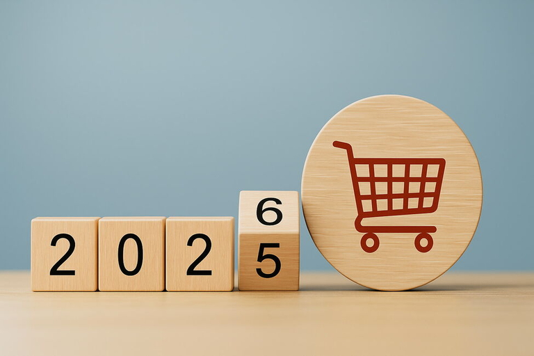 Wooden blocks showing 2026 and shopping cart icon representing e-commerce changes 2026 and new regulations